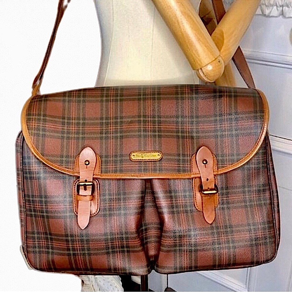 RALPH LAUREN Plaid Crossbody Messenger Camp School College Computer Bag